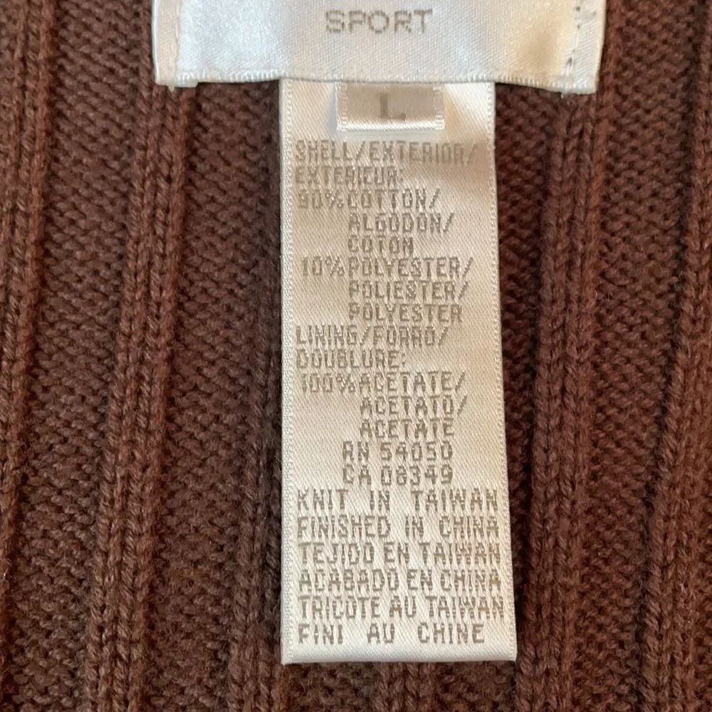 Jones New York Sport Brown Suede Mixed Media Full Zip Jacket (Size: Large)
